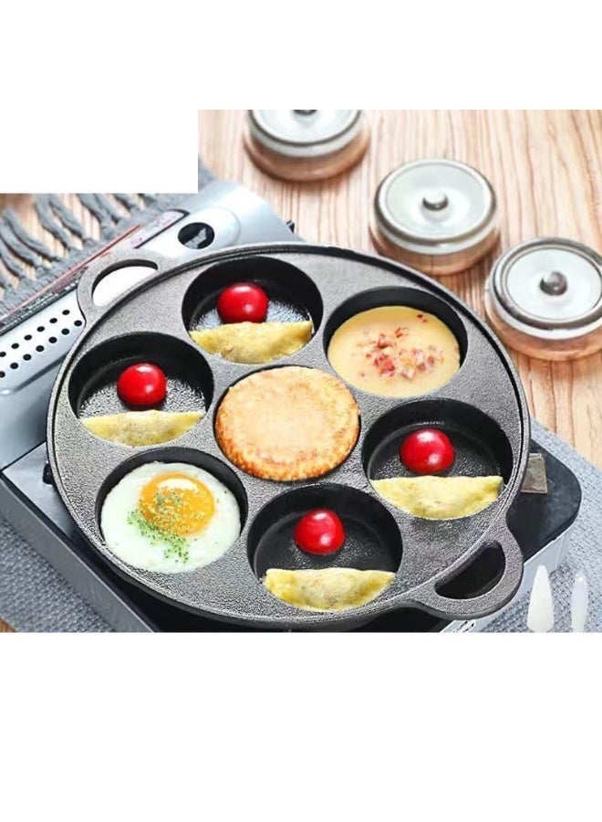 WALALLA Cast Iron Egg Frying Pan, 7 Cups Pancake Pan Biscuit Pan Cast Iron Muffin Seasoned Mini Cake Scone Donut Pie Pan for Baking, Egg, Corn Bread, Cupcakes & Dessert - Image 4
